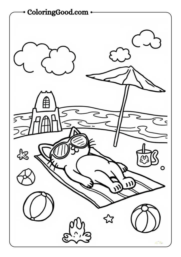 Beach Cat with Sunglasses