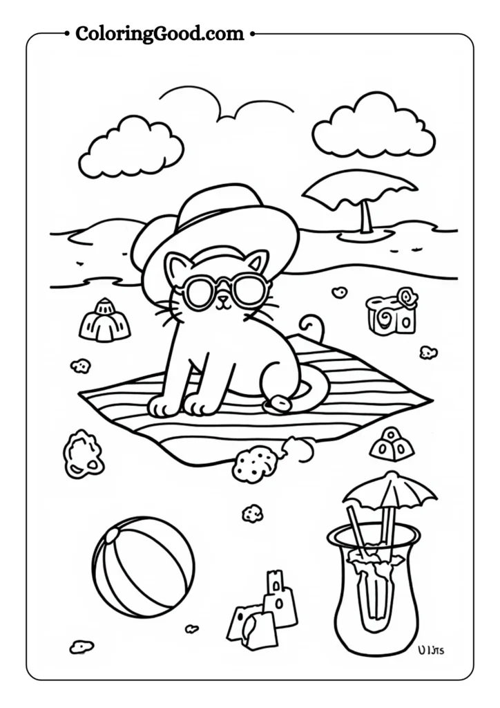 Beach Cat with Sunglasses