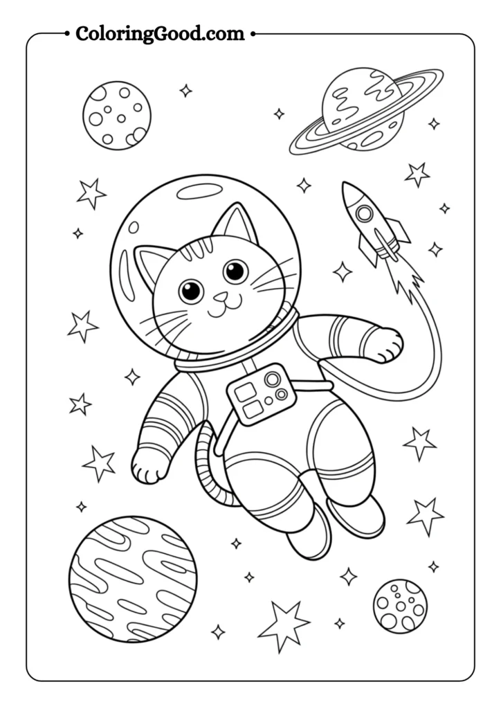 Cat Astronaut in Space