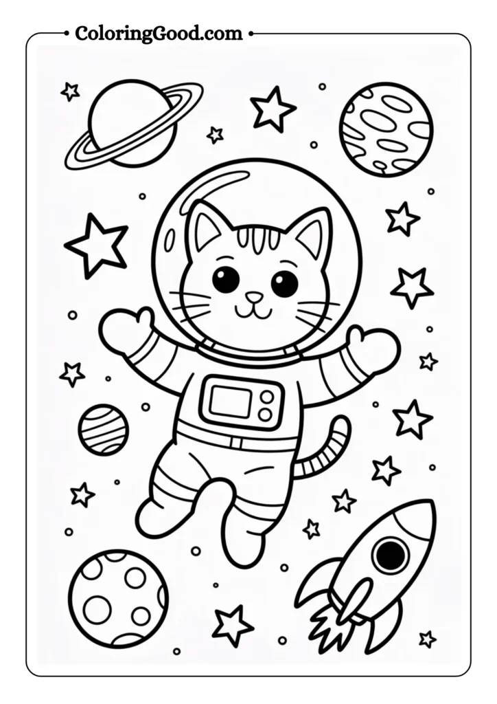 Cat Astronaut in Space