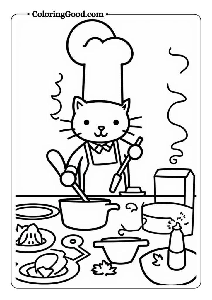 Cat Chef in Kitchen