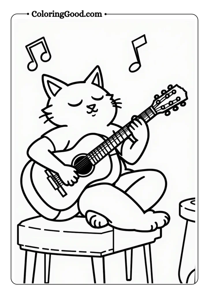 Cat Musician with Guitar