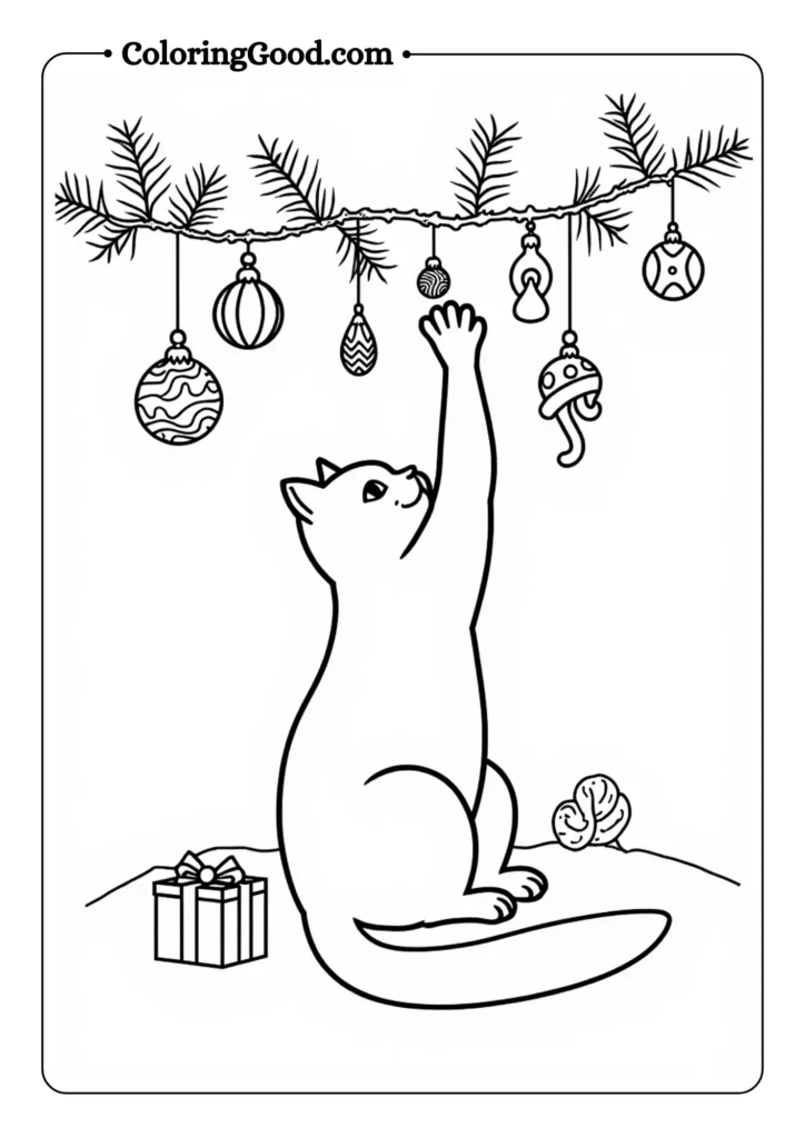 Christmas Cat with Ornaments
