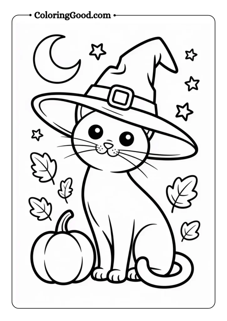Halloween Cat with Witch Hat