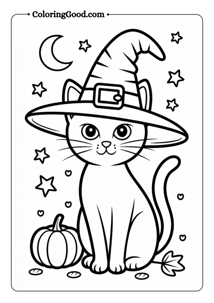 Halloween Cat with Witch Hat