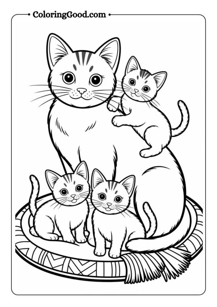 Mother Cat with Three Kittens