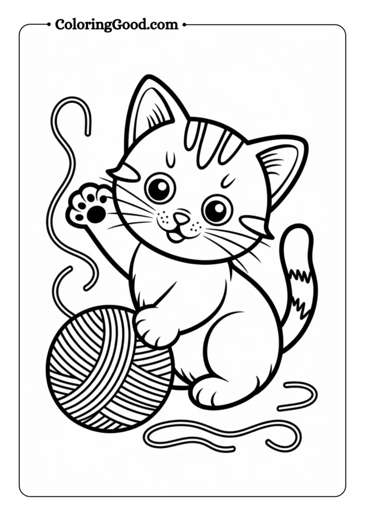 Playful Kitten with Yarn Ball