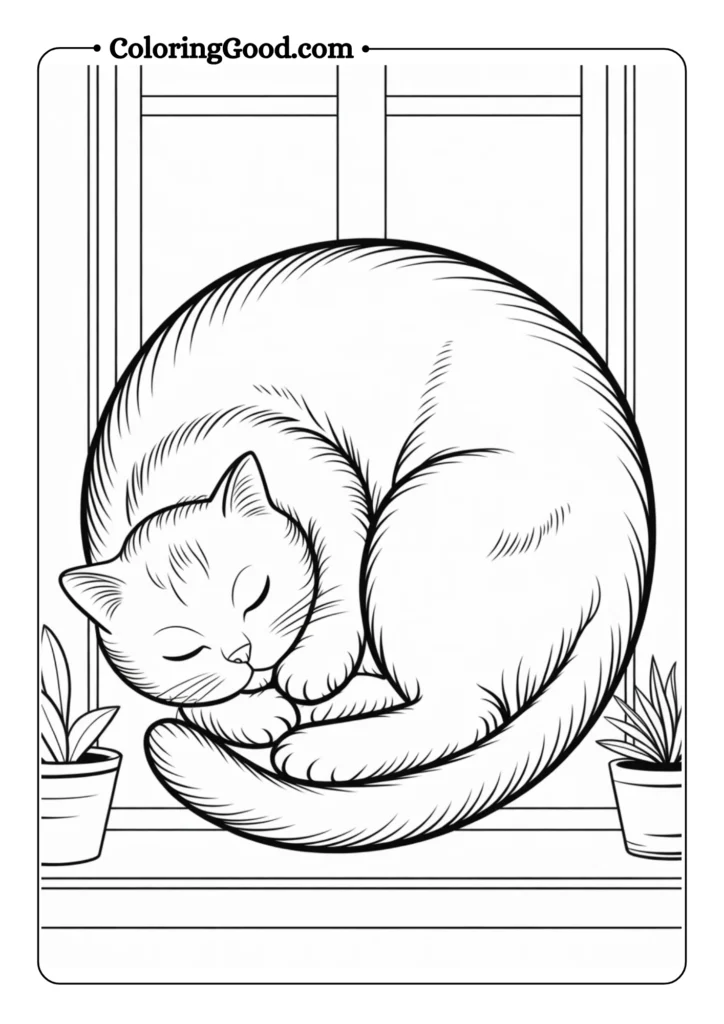 Sleeping Cat in Sunny Window